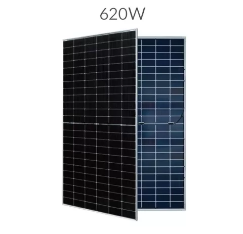 پنل خورشیدی 620 وات مونو کریستال دو طرفه برند AE SOLAR