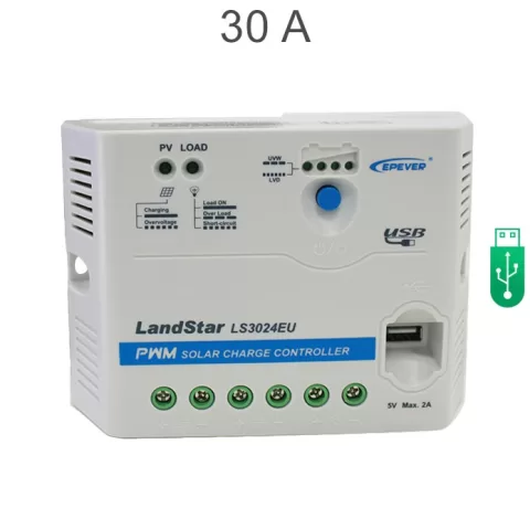 شارژ کنترلر 30A و 24V مدل LS3024E/EU سری PWM برند EPEVER